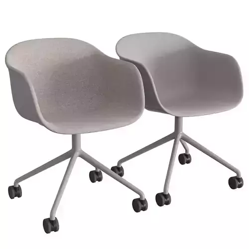 Fiber Armchair Swivel Base W Castors 3D model