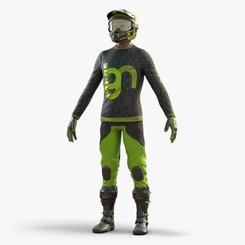 Motocross Biker Low-poly 3D model