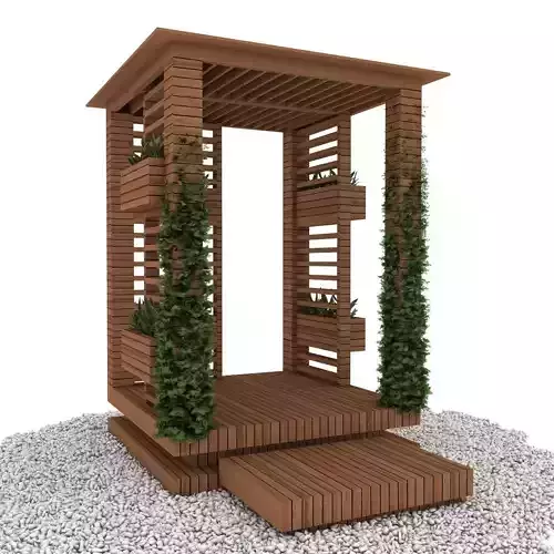 alcoves wooden gazebo with plants