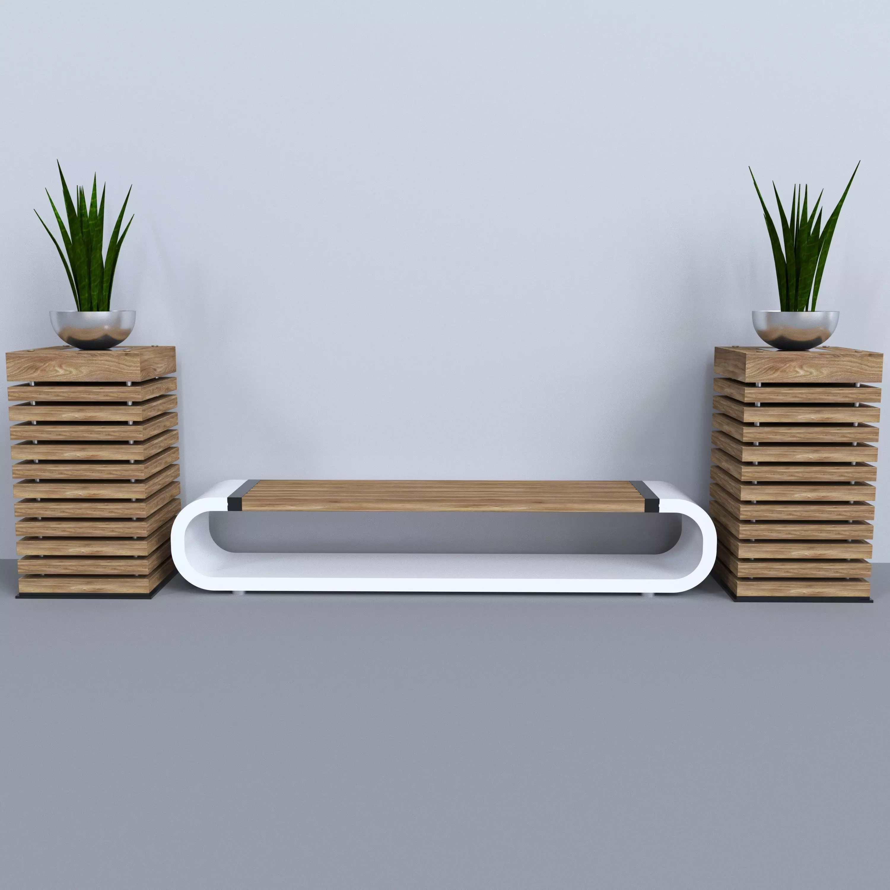 Bench modern 3D model_0