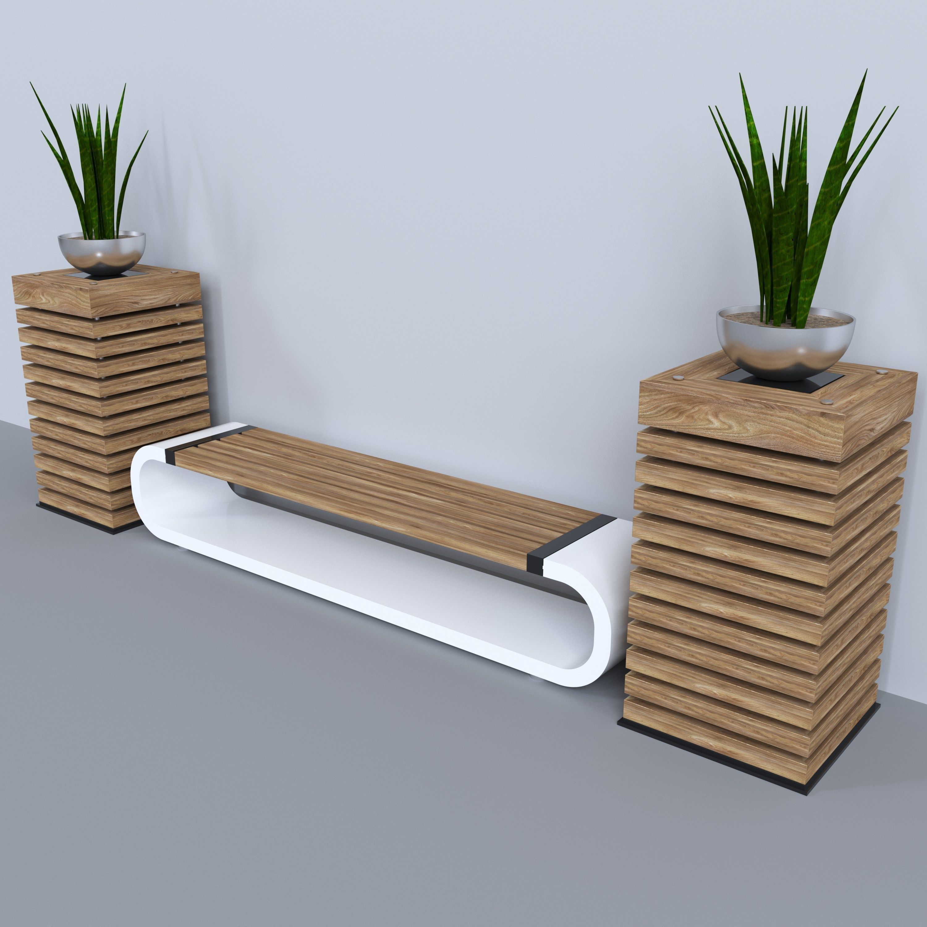 Bench modern 3D model_1