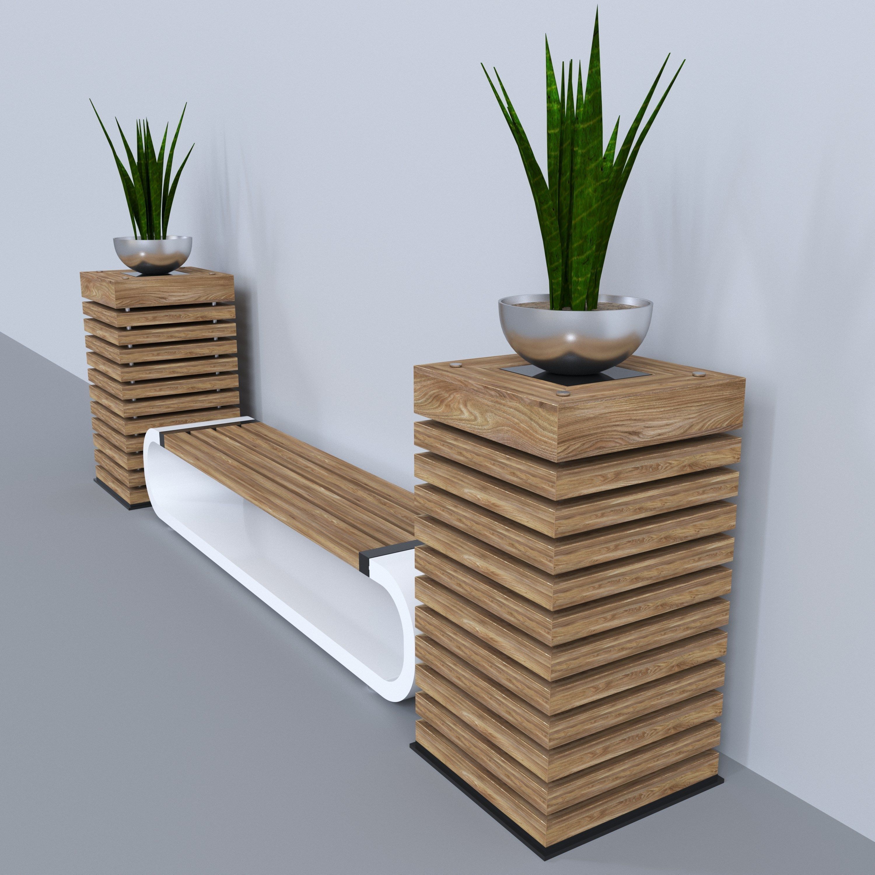 Bench modern 3D model_2