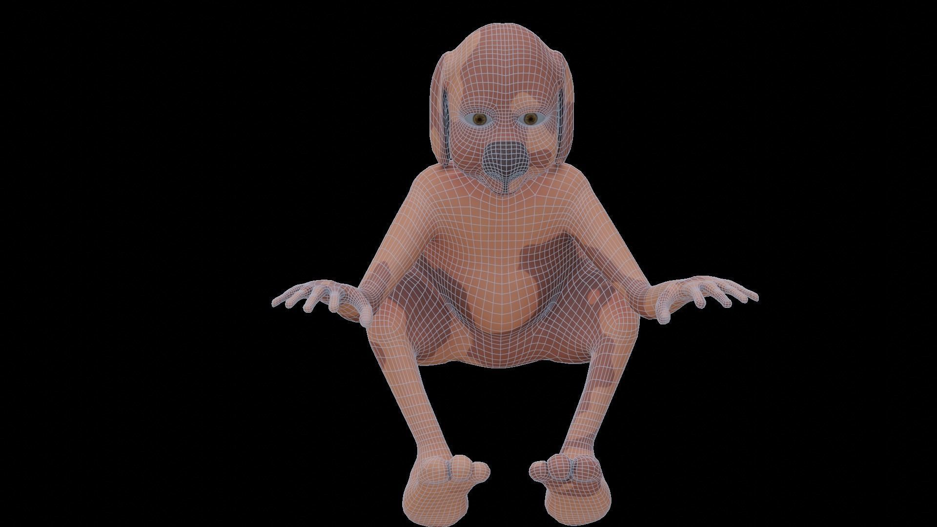 cute dog Low-poly 3D model_6