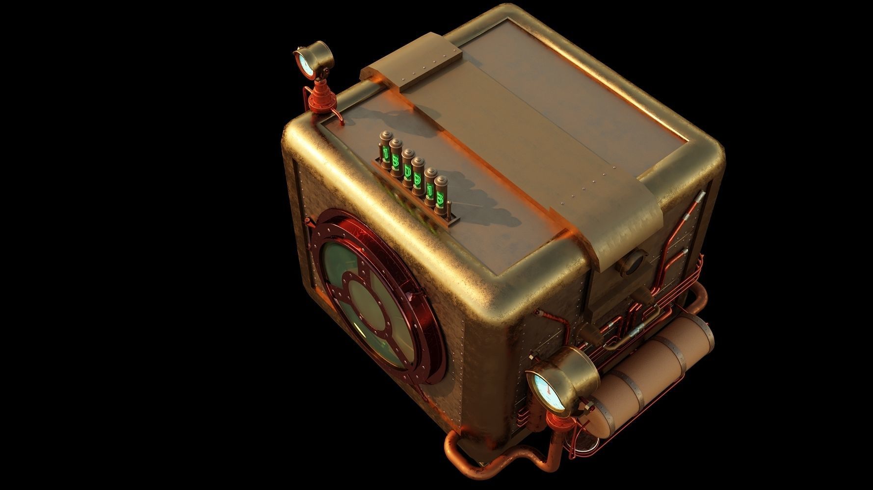 Cute chick and SteamPunk oven 3D model_7