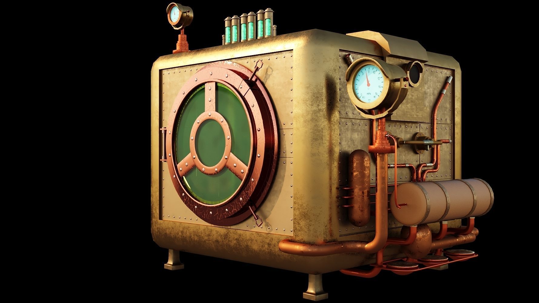 Cute chick and SteamPunk oven 3D model_6