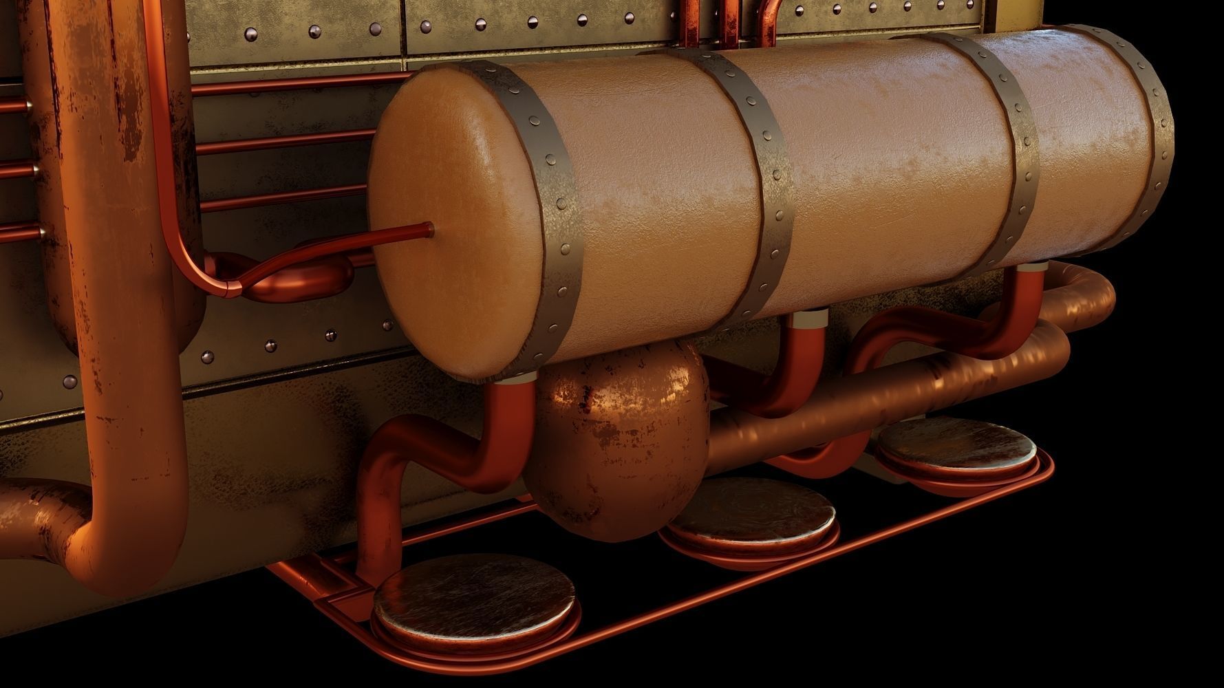 Cute chick and SteamPunk oven 3D model_11