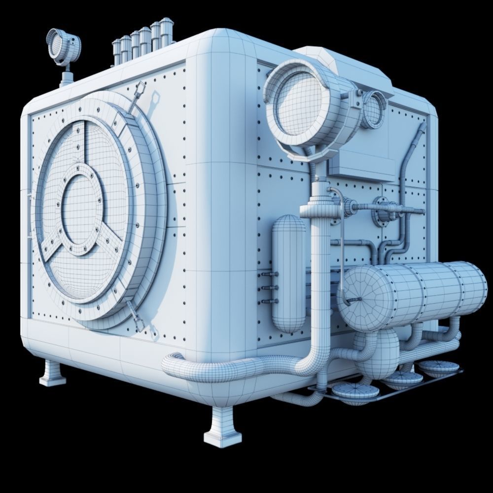 Cute chick and SteamPunk oven 3D model_12