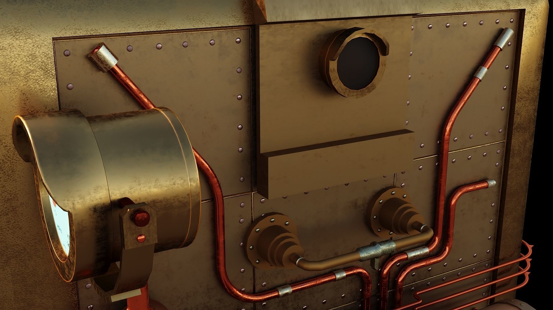 Cute chick and SteamPunk oven 3D model_9