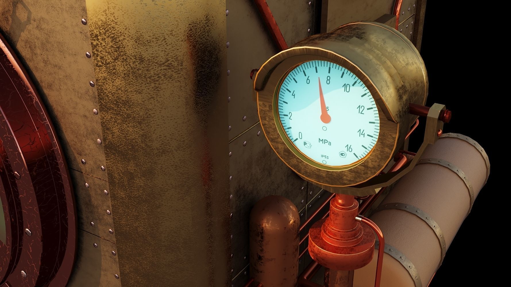 Cute chick and SteamPunk oven 3D model_10