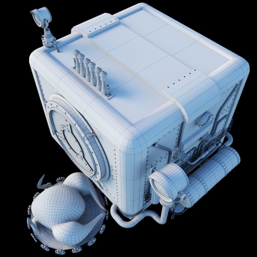 Cute chick and SteamPunk oven 3D model_14