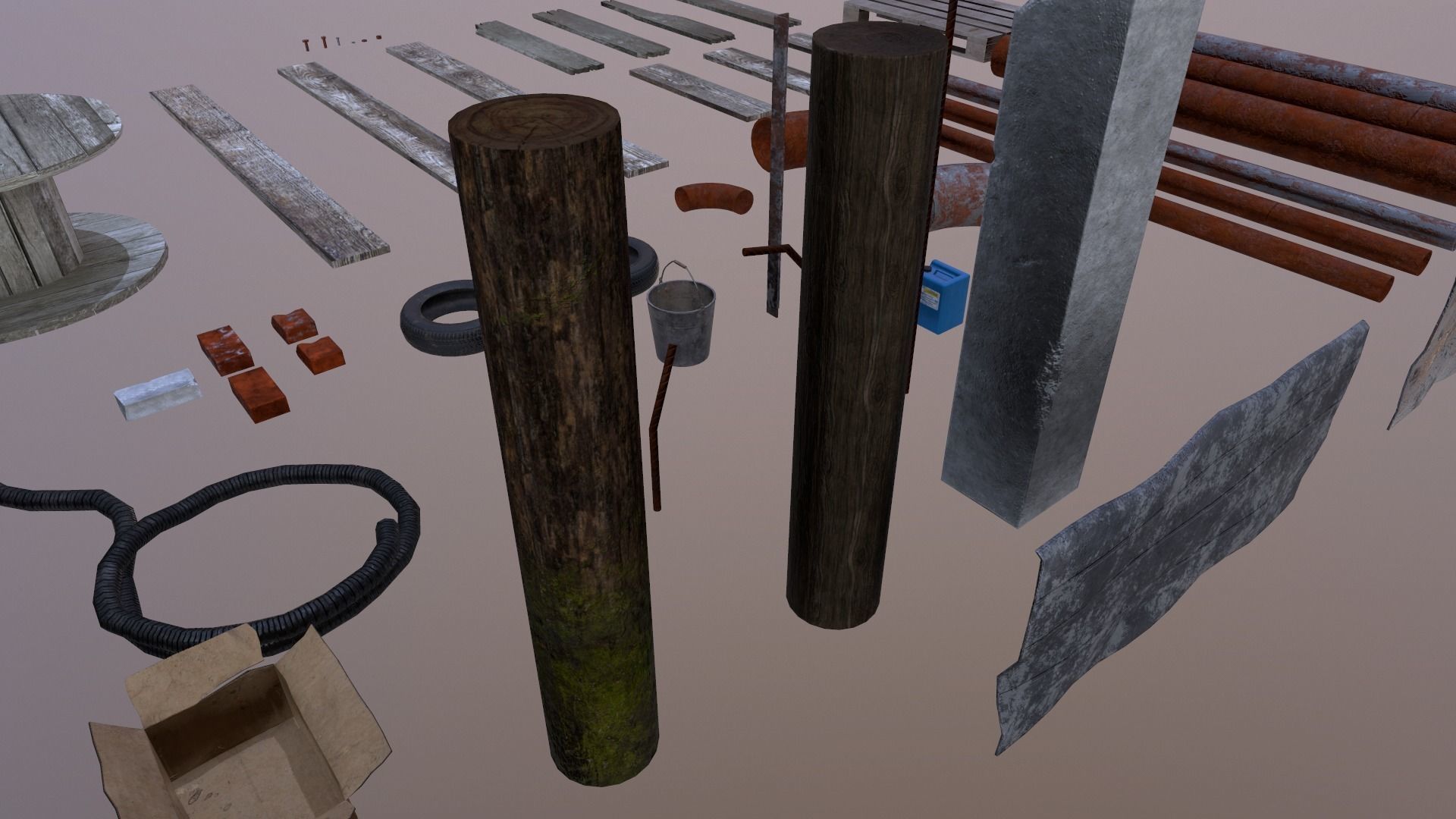 Industrial props pack Low-poly 3D model_10