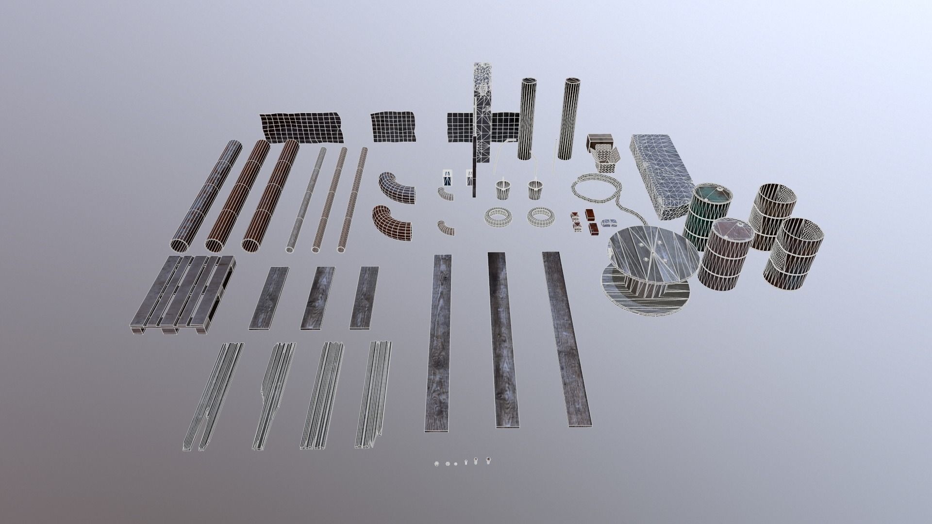 Industrial props pack Low-poly 3D model_3