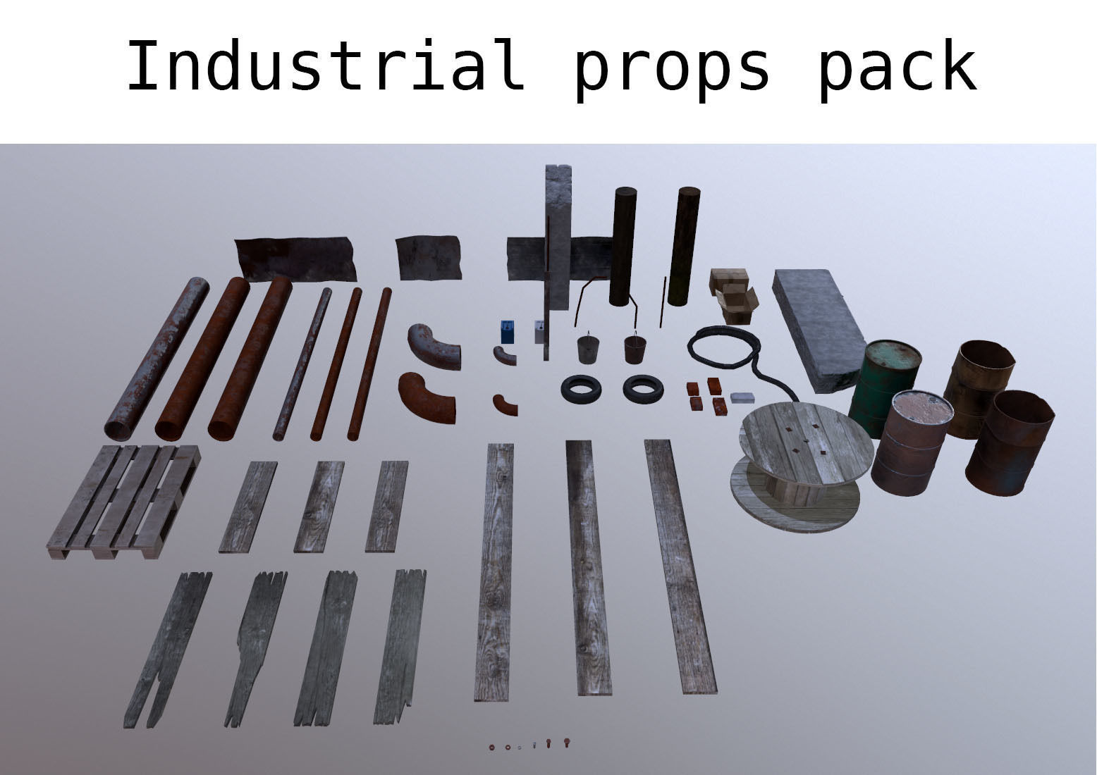 Industrial props pack Low-poly 3D model_0