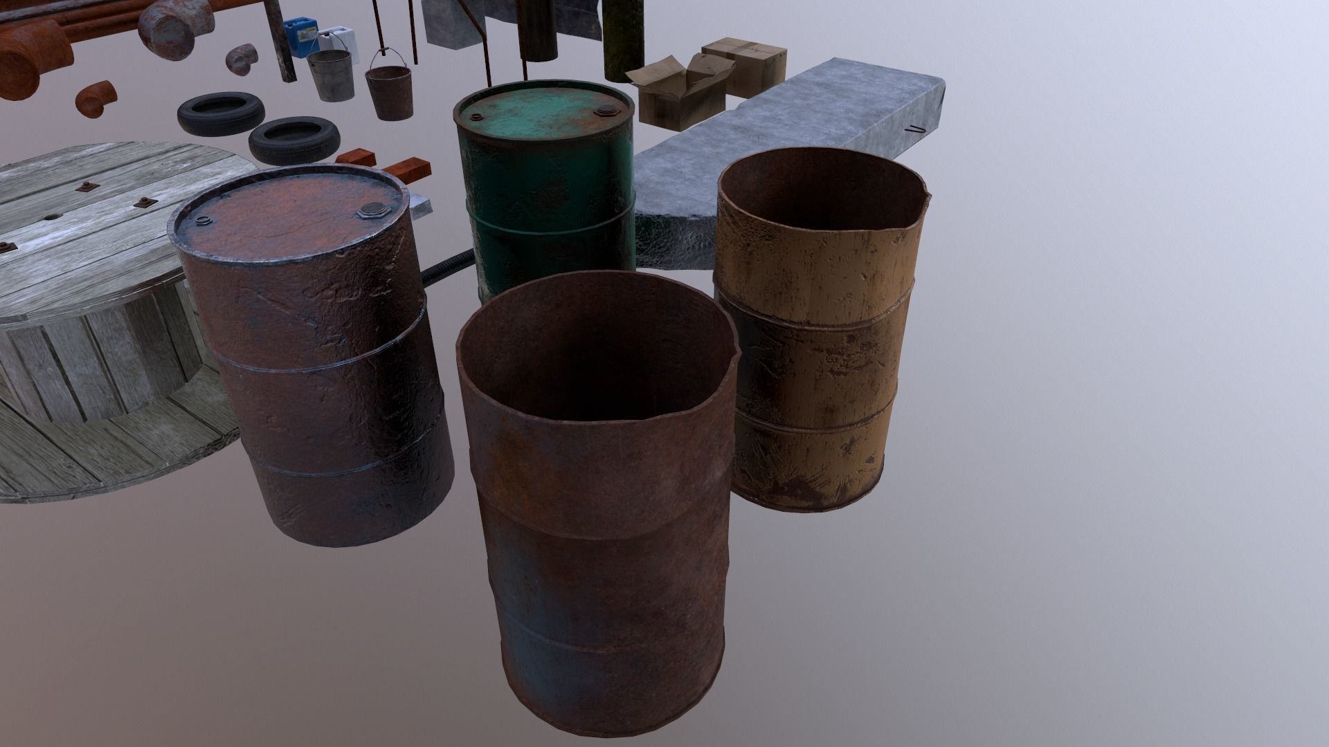 Industrial props pack Low-poly 3D model_14