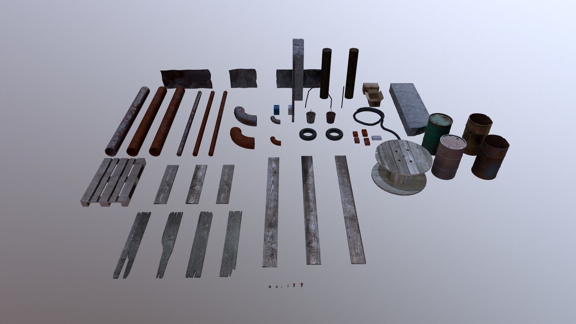Industrial props pack Low-poly 3D model_2