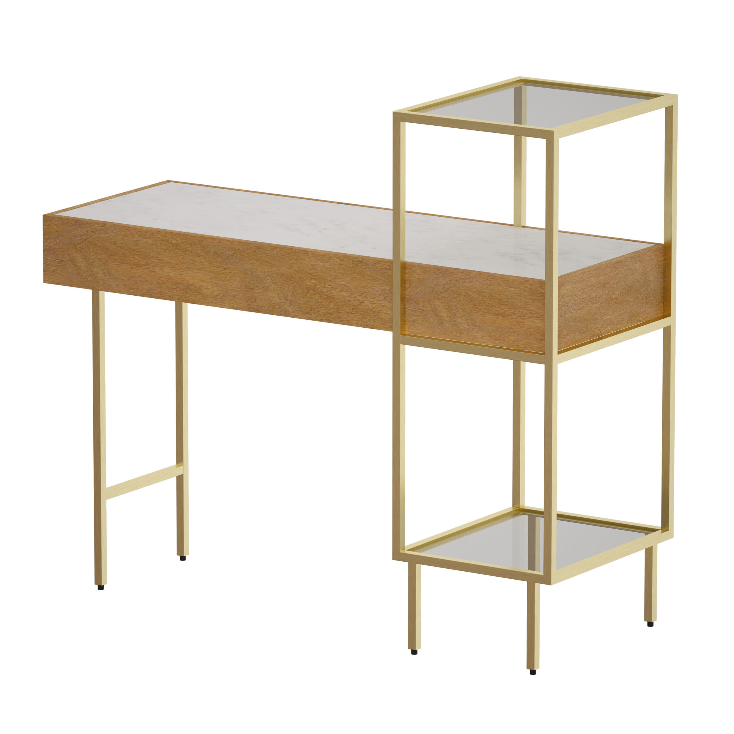 Winslet Wood and Marble Console Table Crate and Barrel 3D model_7