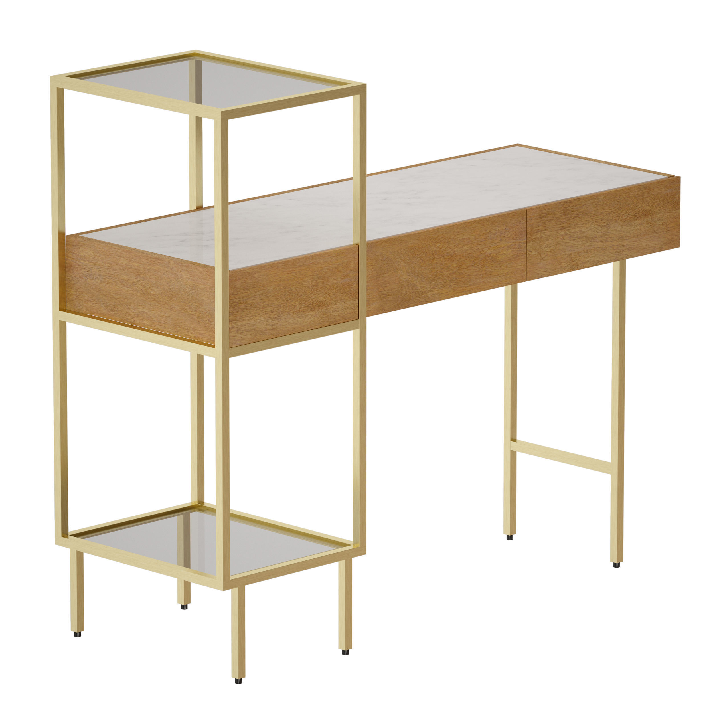 Winslet Wood and Marble Console Table Crate and Barrel 3D model_2