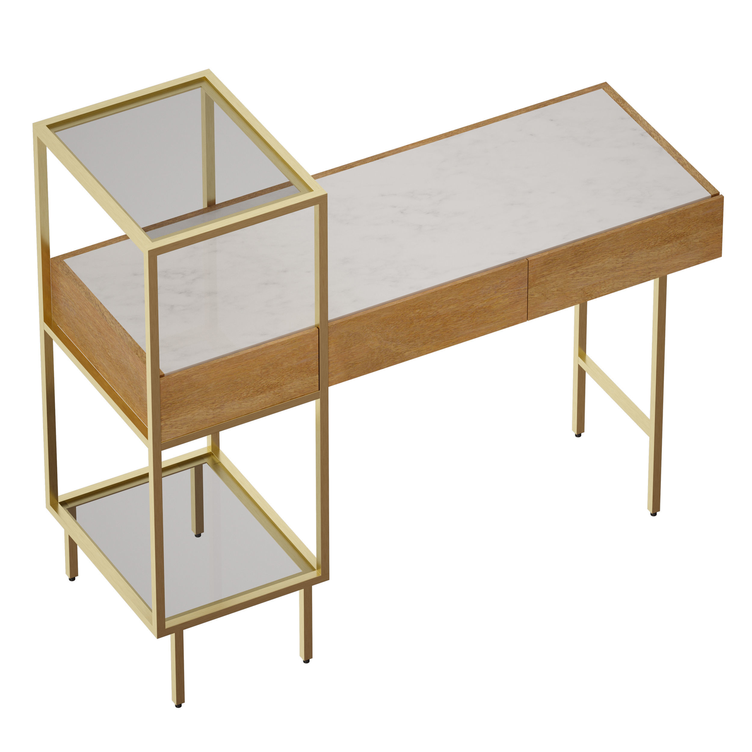 Winslet Wood and Marble Console Table Crate and Barrel 3D model_8