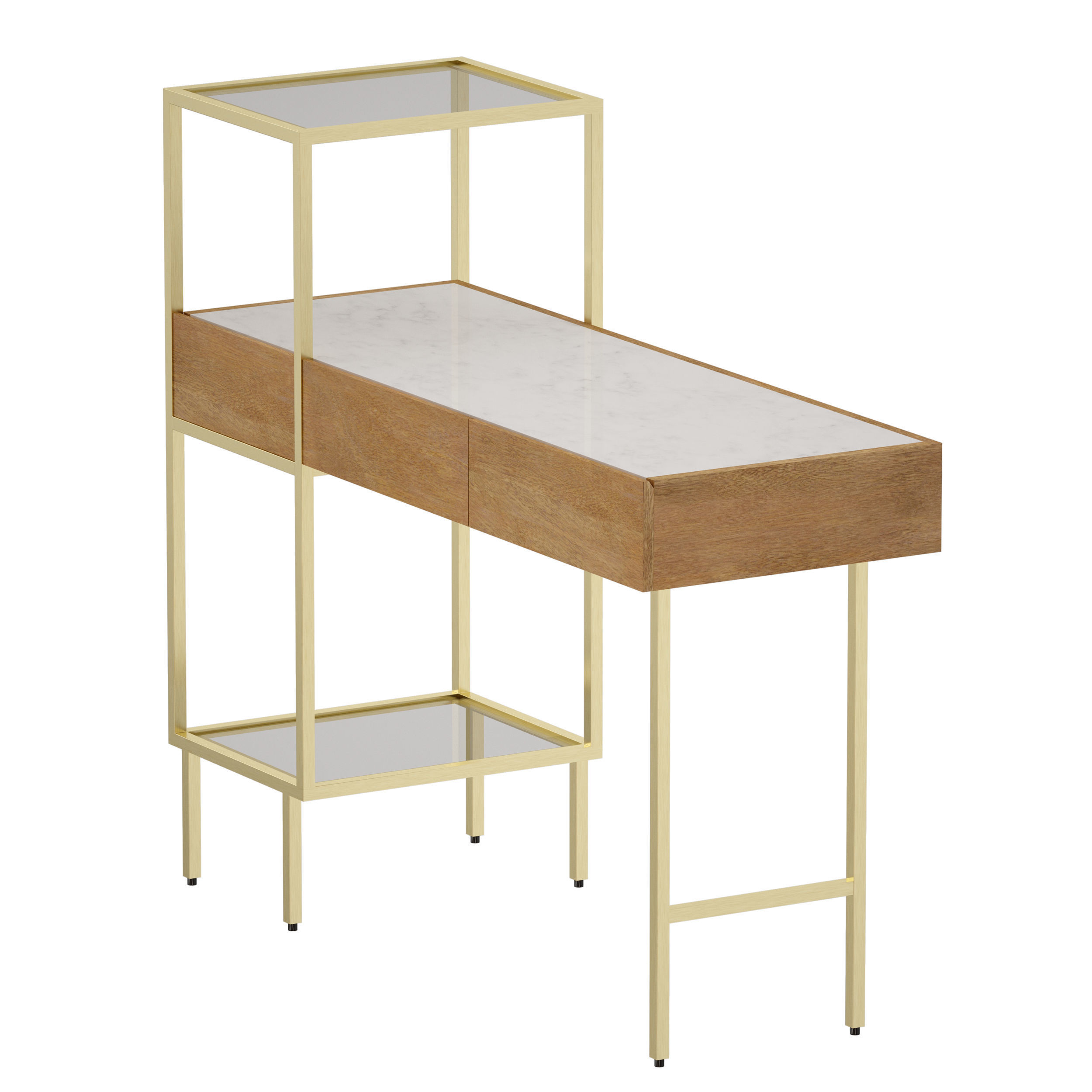 Winslet Wood and Marble Console Table Crate and Barrel 3D model_5