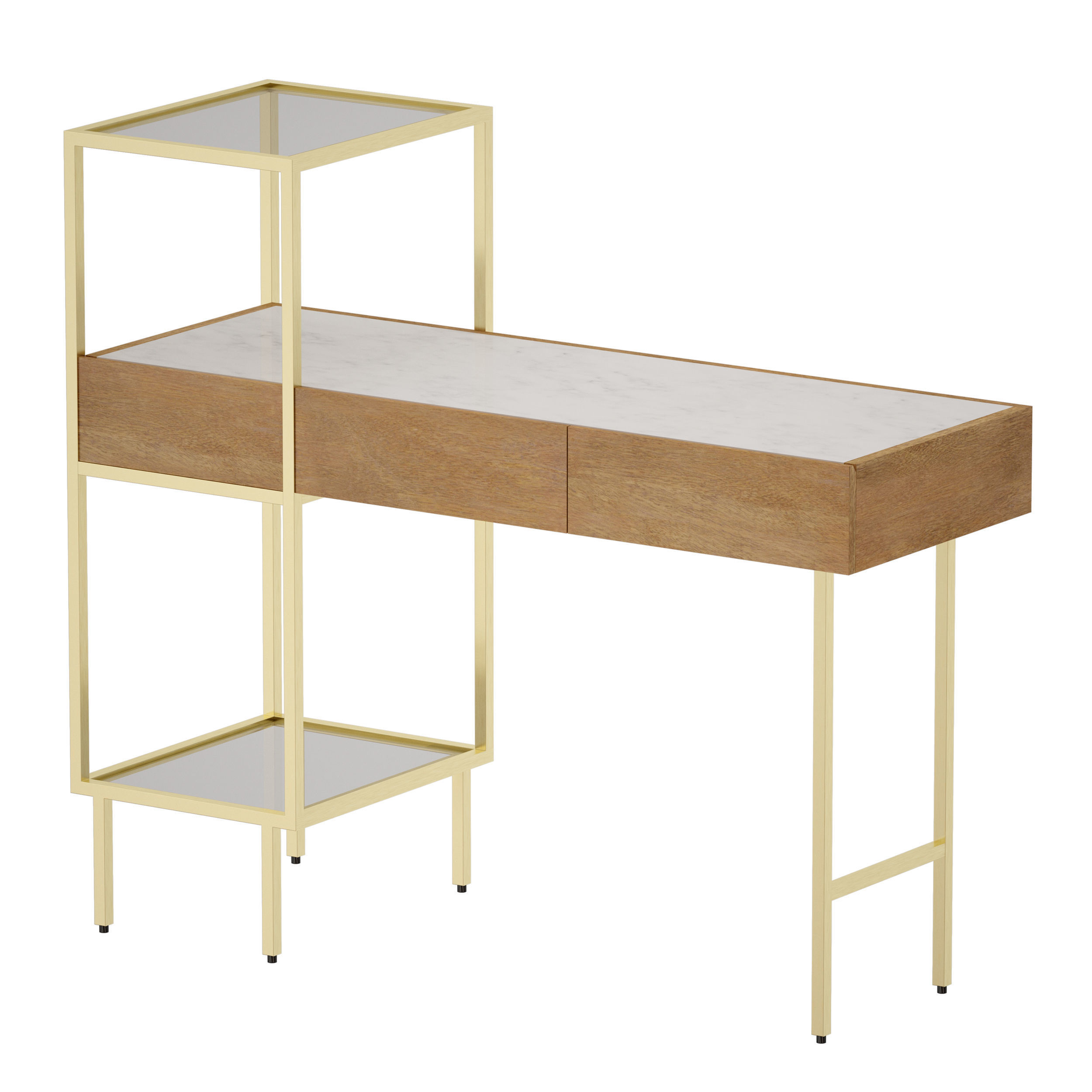 Winslet Wood and Marble Console Table Crate and Barrel 3D model_4