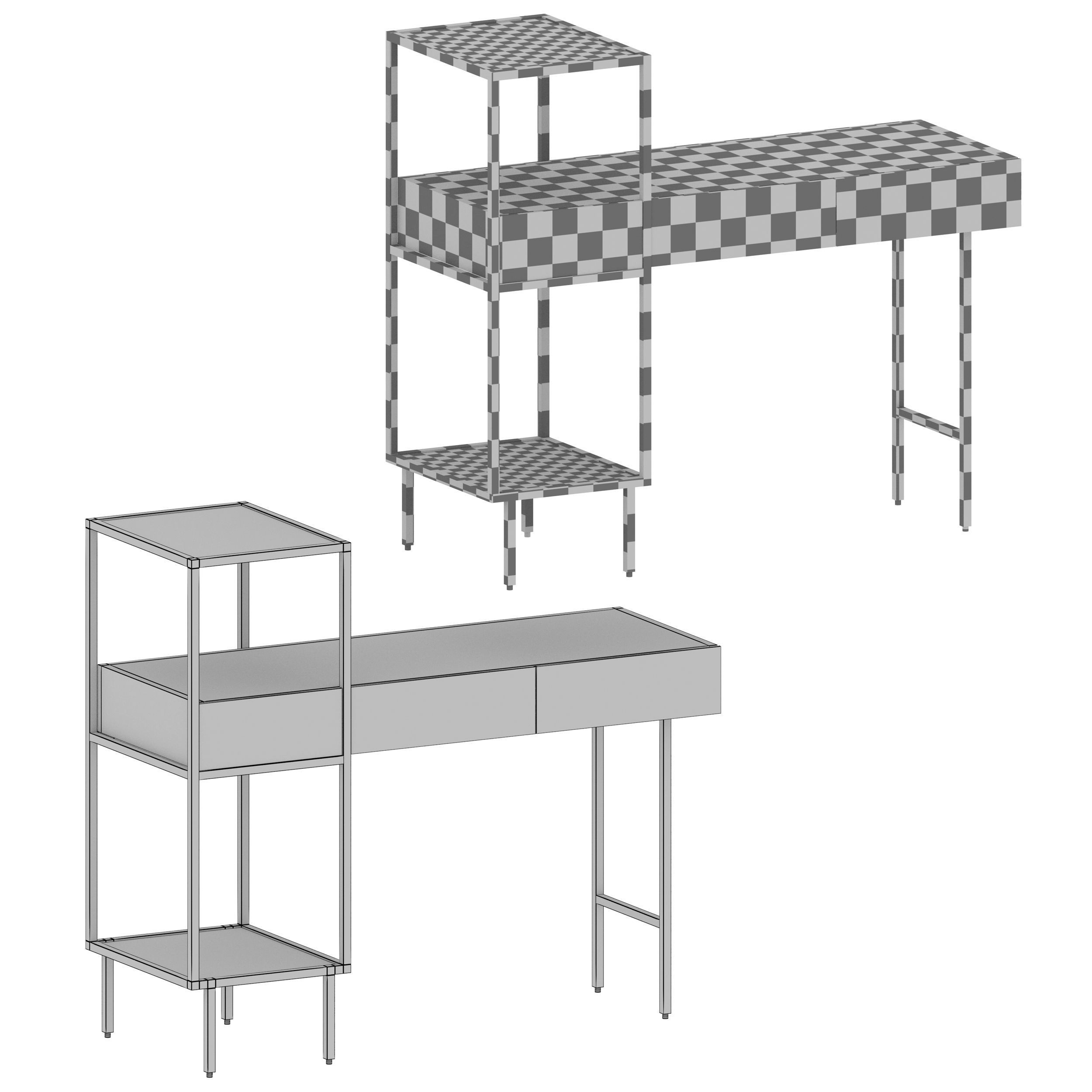 Winslet Wood and Marble Console Table Crate and Barrel 3D model_12