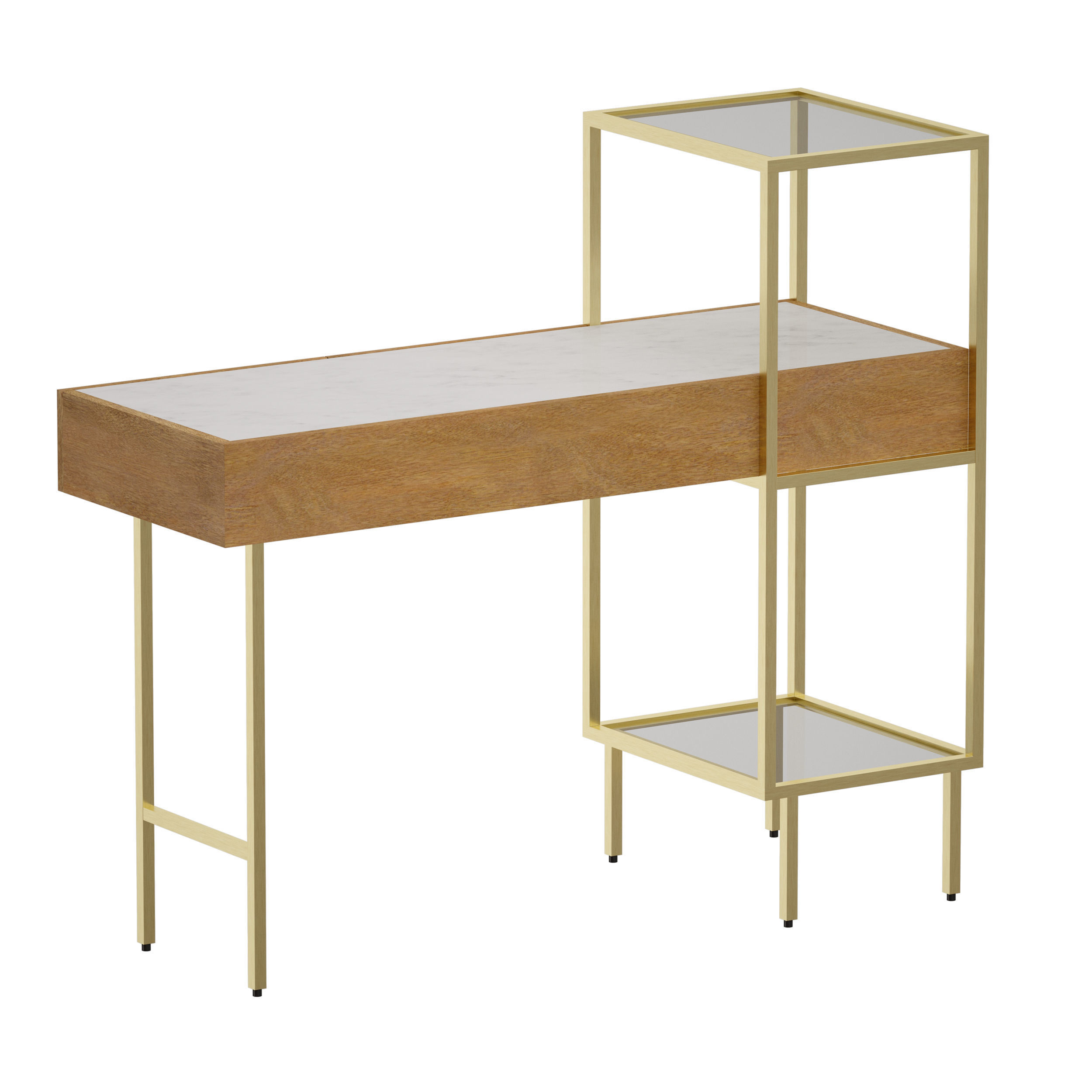 Winslet Wood and Marble Console Table Crate and Barrel 3D model_6