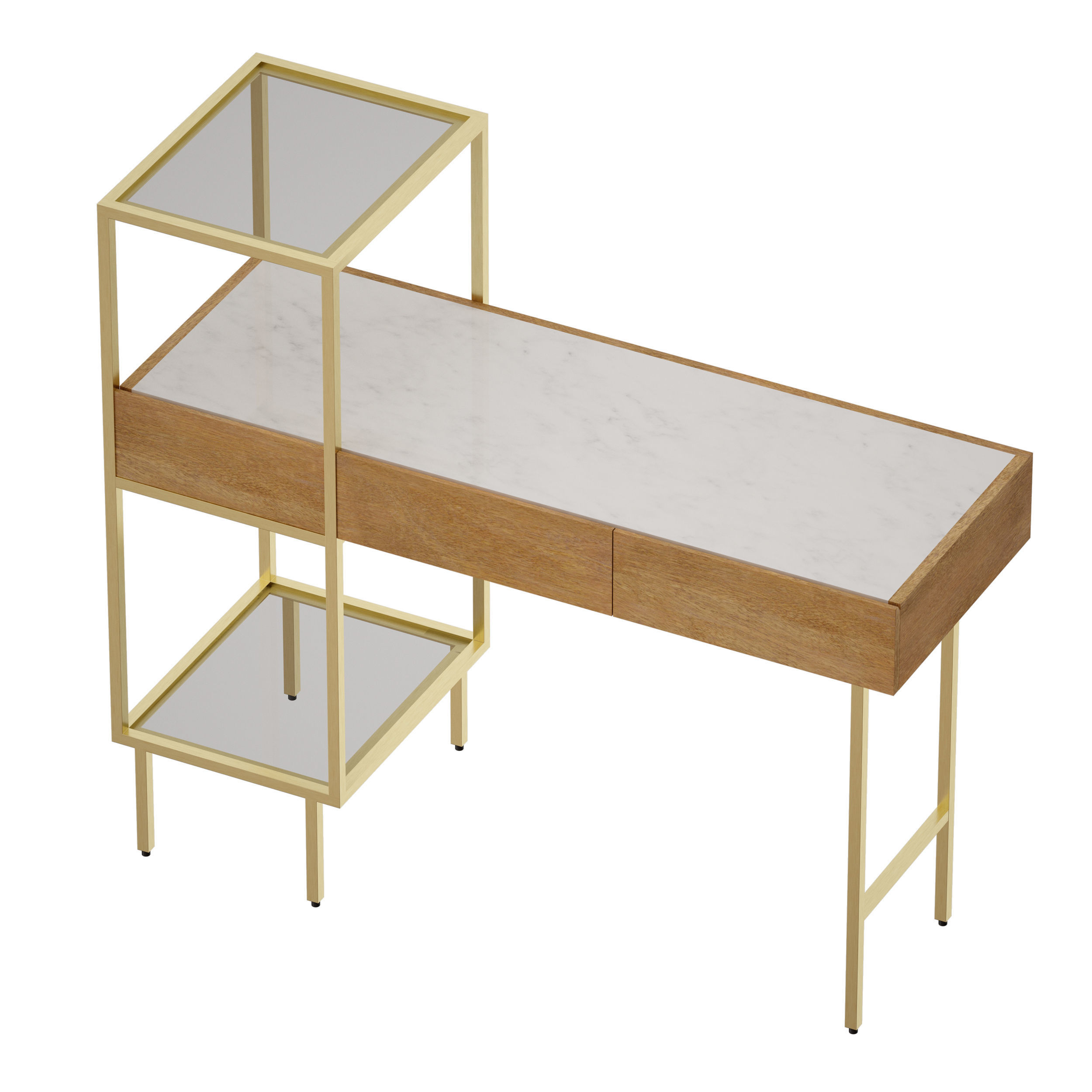 Winslet Wood and Marble Console Table Crate and Barrel 3D model_9
