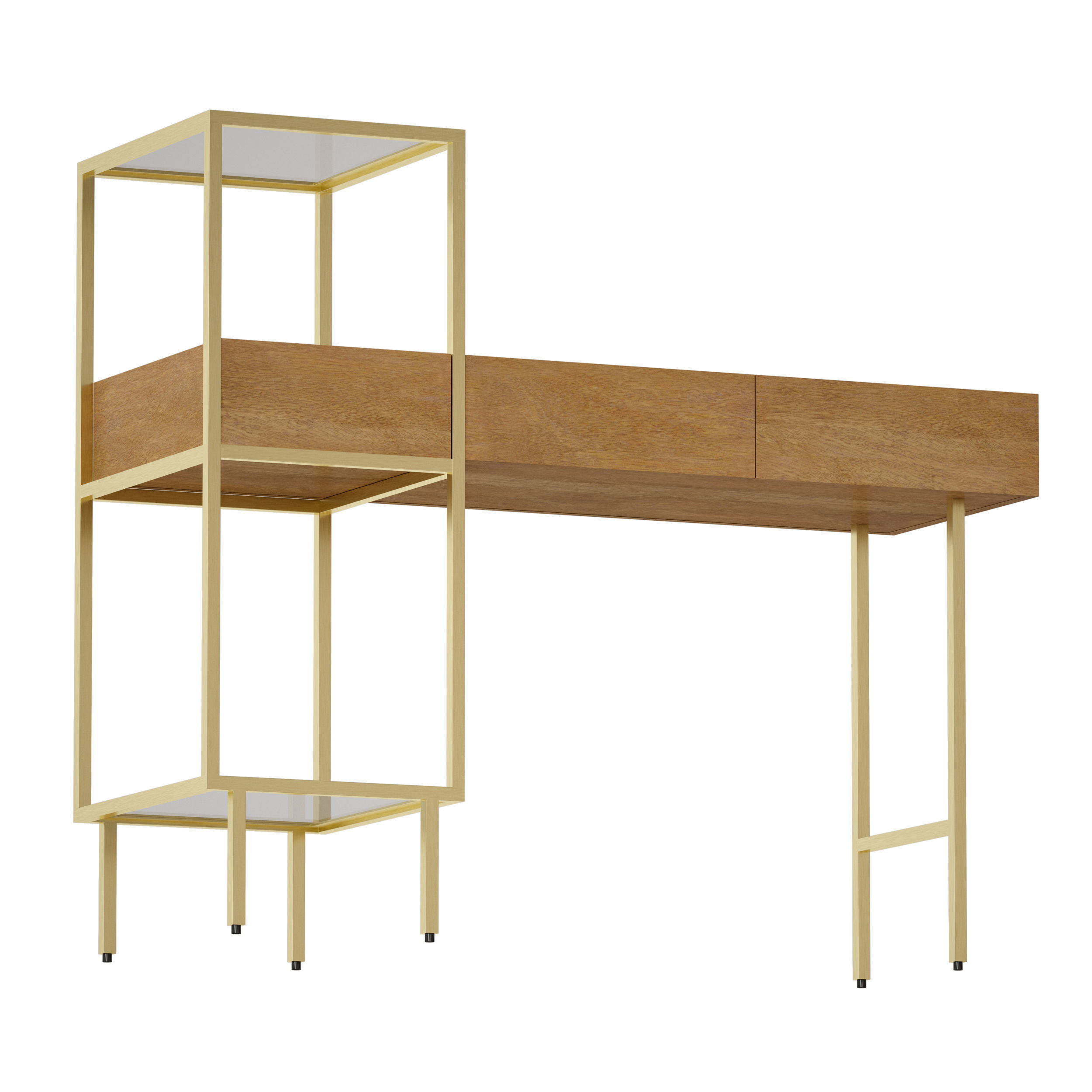 Winslet Wood and Marble Console Table Crate and Barrel 3D model_1