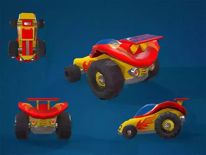 2 low poly cartoon cars