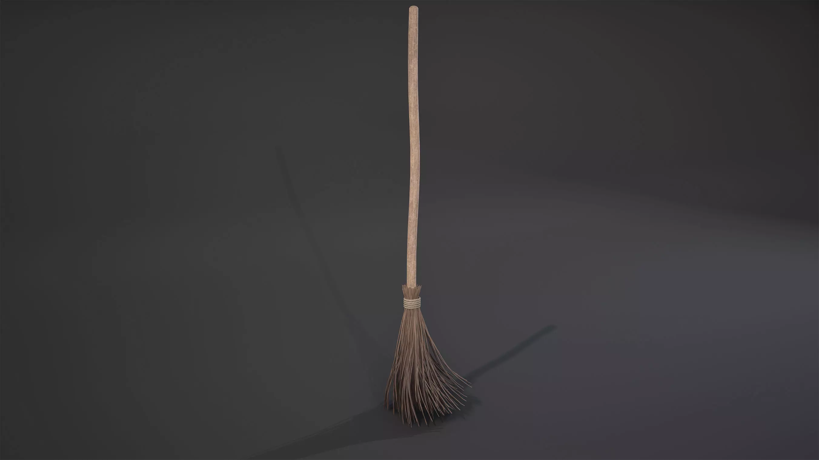 Broom Game-Ready wooden Low-poly 3D model