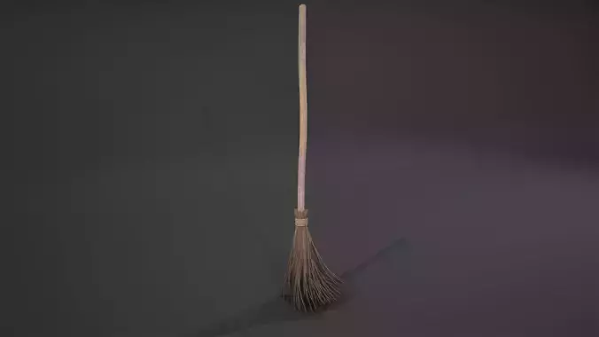 Broom Game-Ready wooden Low-poly 3D model