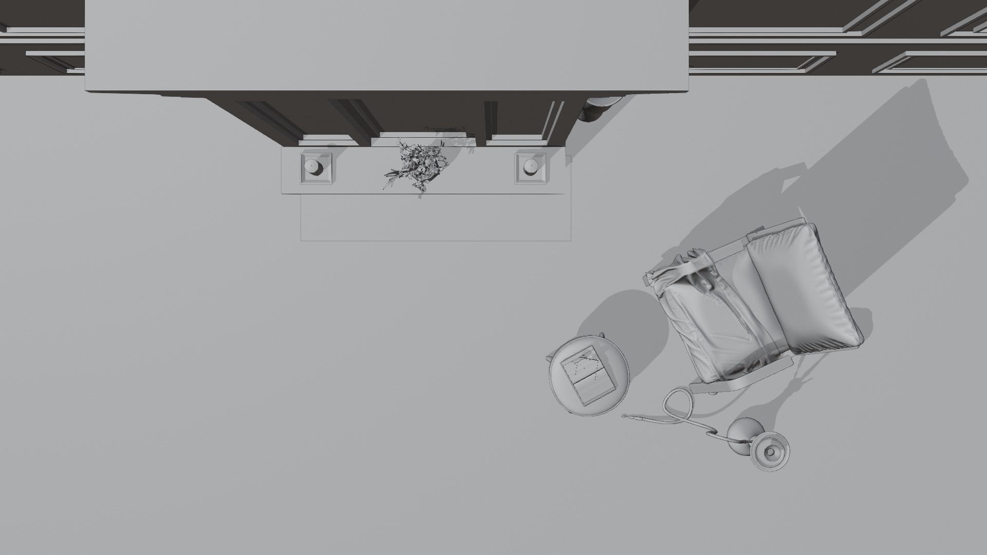 Fireplace chair with pillows and lamp 3D model_3