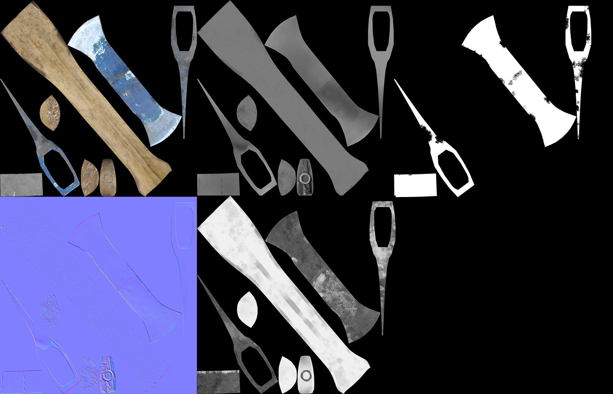 Realistic Ax worn-out Low-poly 3D model_10