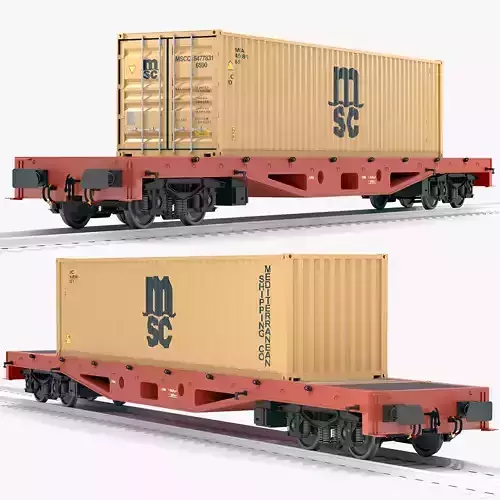 Flat Rail Car Mediterranean Shipping Company MSC Container