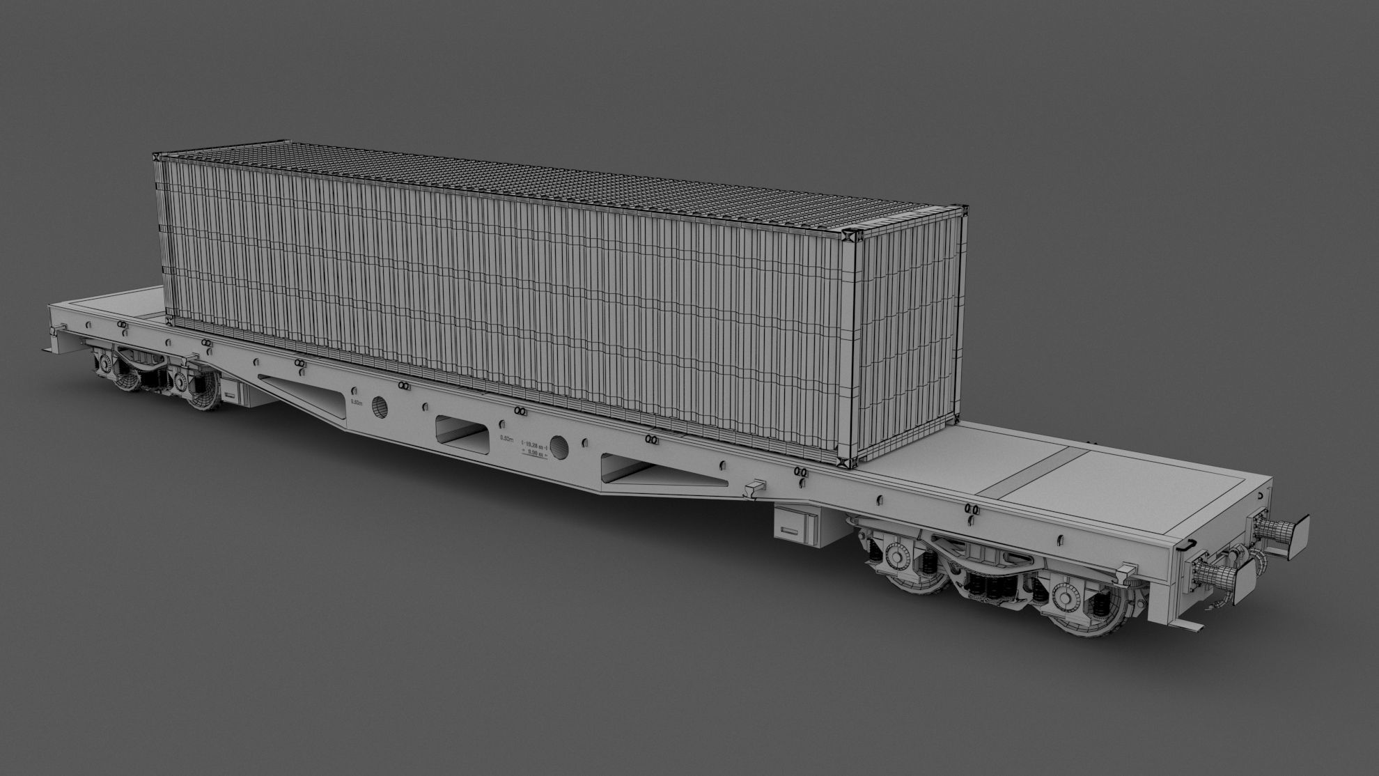 Flat Rail Car China Shipping Container 3D model_8
