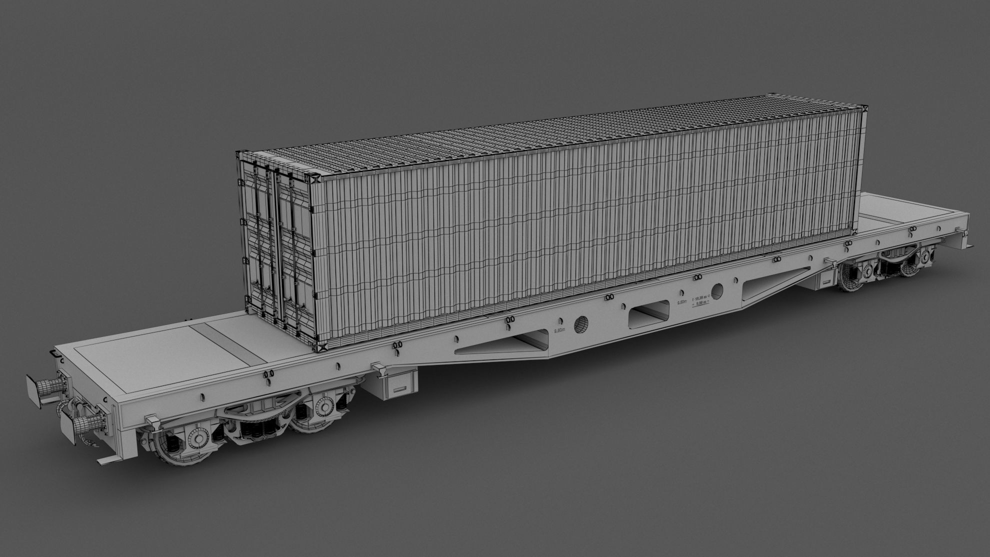 Flat Rail Car China Shipping Container 3D model_7