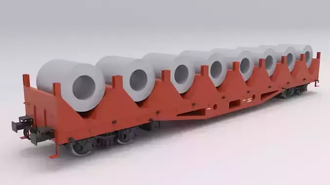 Flat Rail Car with Metal Cable Spool