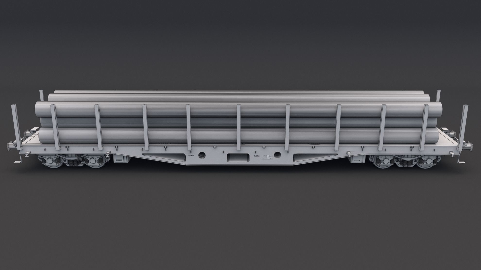Flat Rail Car with pipes 3D model_8