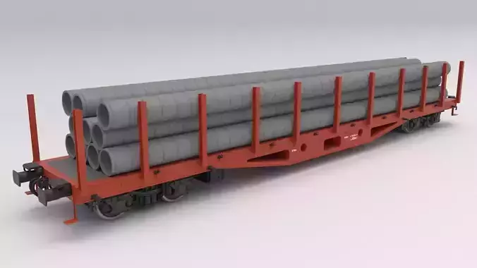 Flat Rail Car with pipes