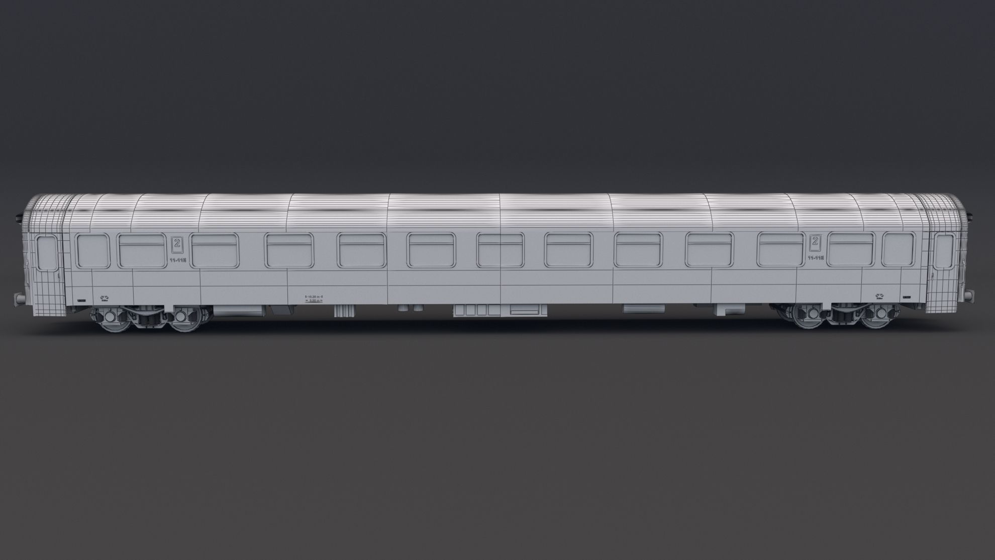 Passenger Train Car Red 3D model_8