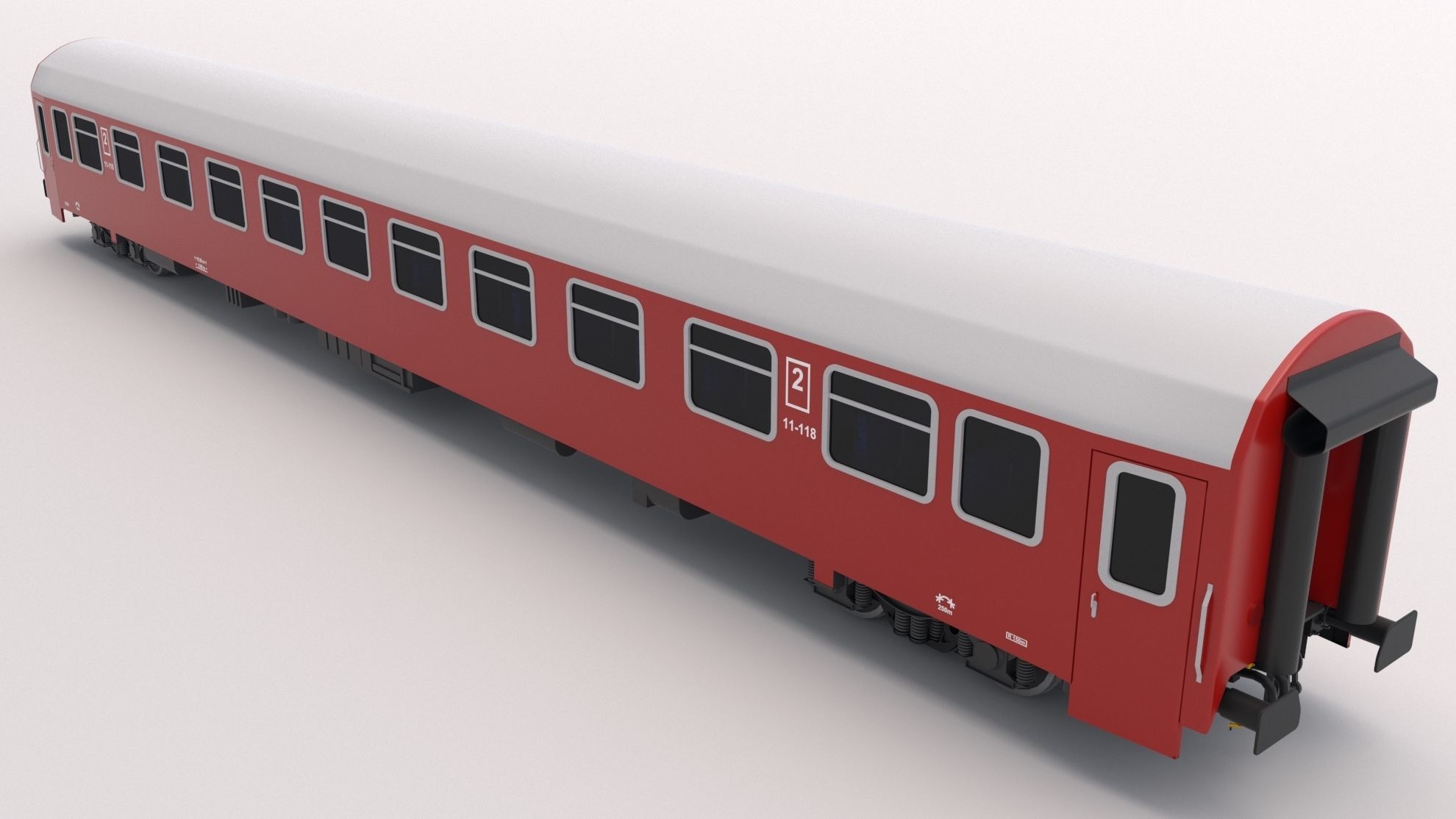 Passenger Train Car Red 3D model_4