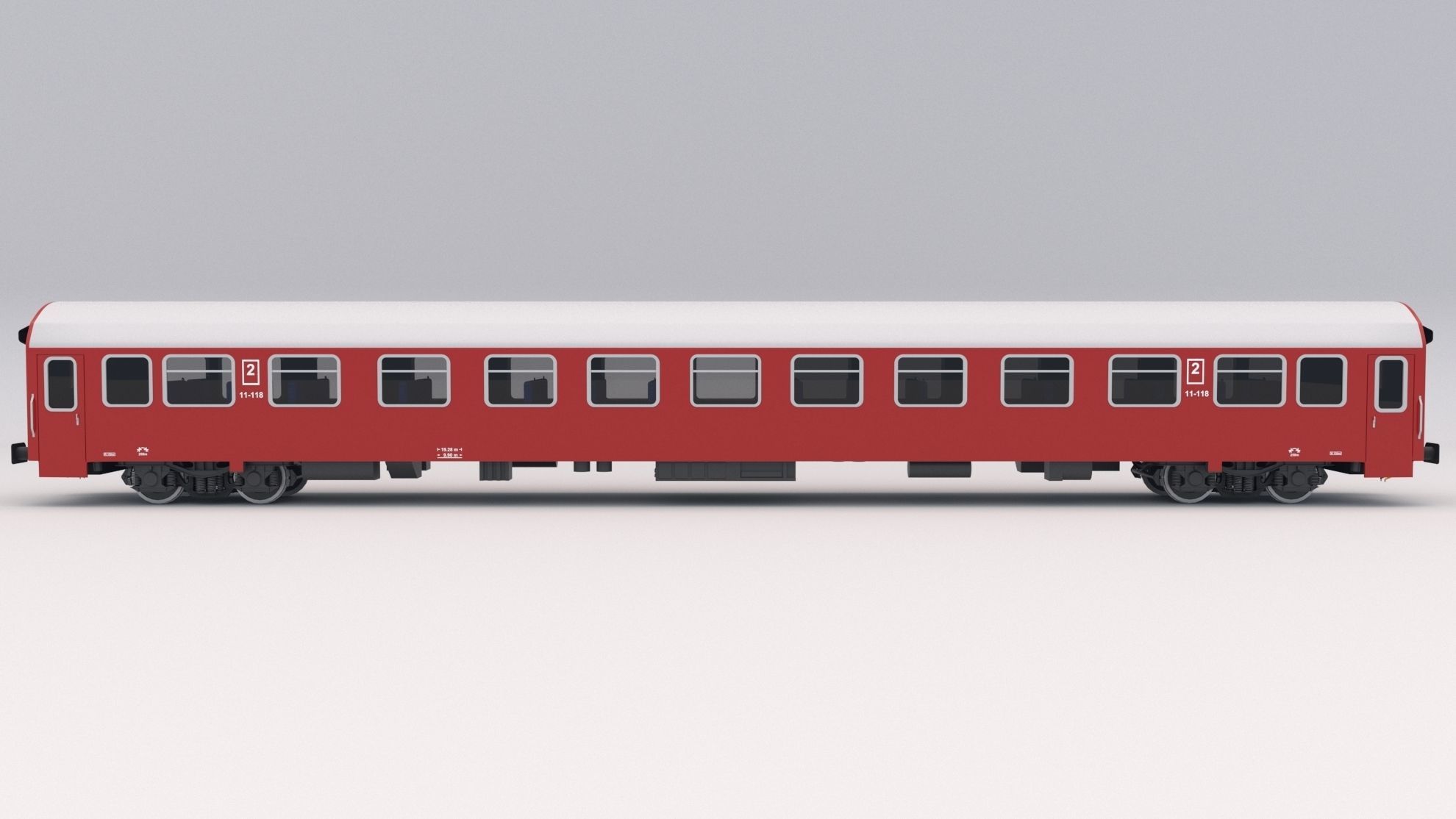 Passenger Train Car Red 3D model_3