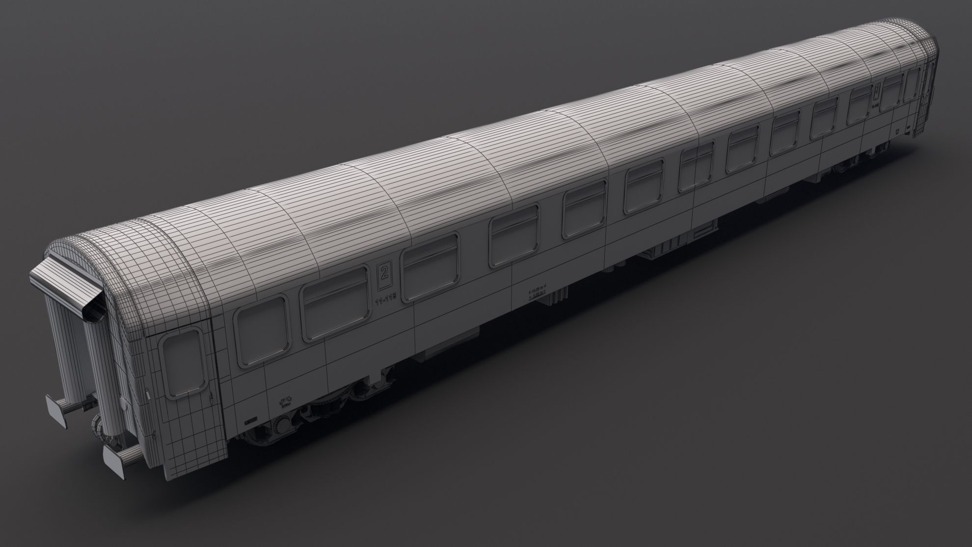 Passenger Train Car Red 3D model_7