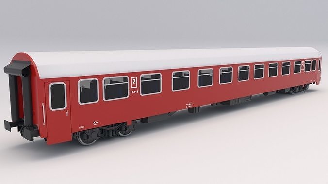 Passenger Train Car Red 3D model