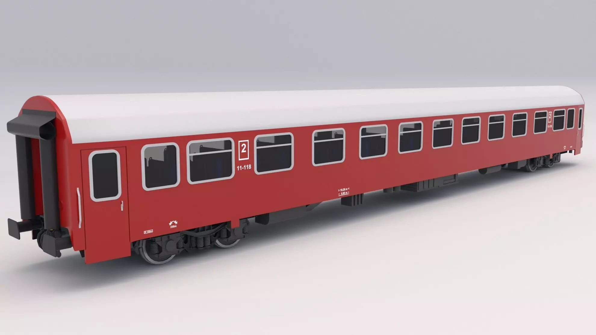 Passenger Train Car Red 3D model_0
