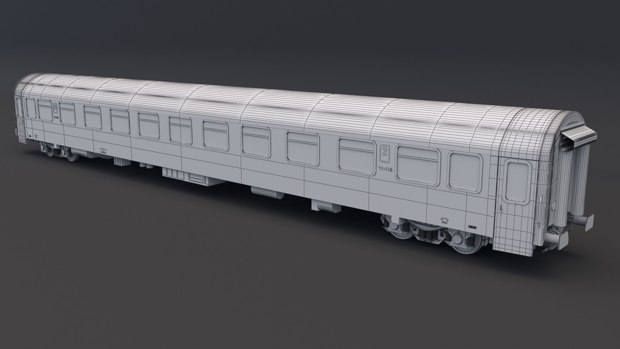 Passenger Train Car Red 3D model_6