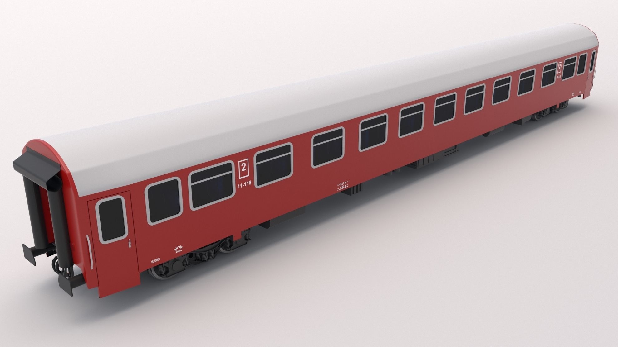 Passenger Train Car Red 3D model_2