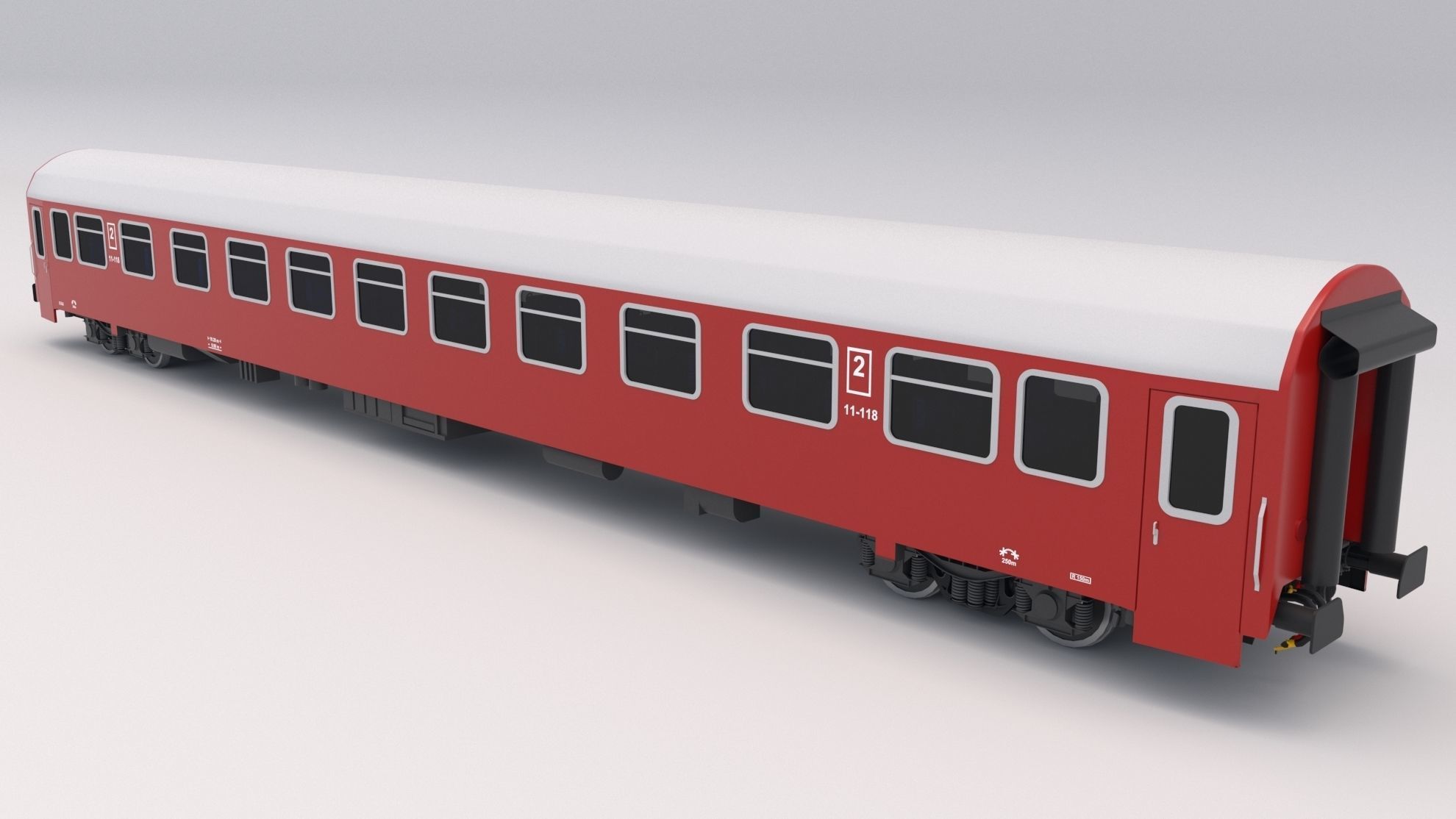 Passenger Train Car Red 3D model_1