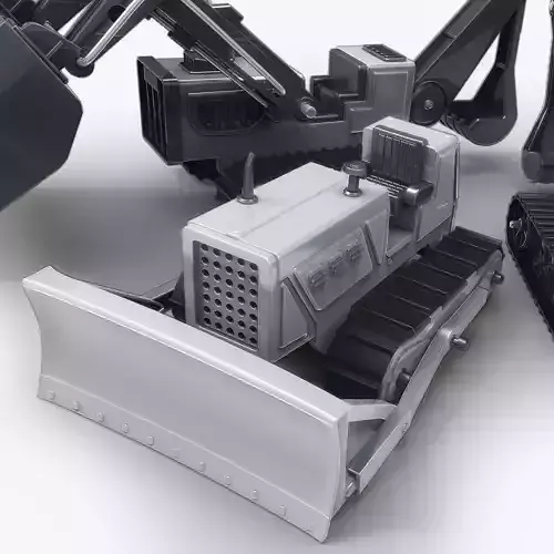 3D Toy Bulldozer Front and Backhoe Loader Construction Tractor