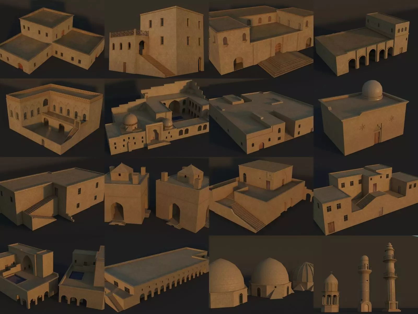 36 Mardin Old Houses Set Buildings 3D model Low-poly 3D model_0